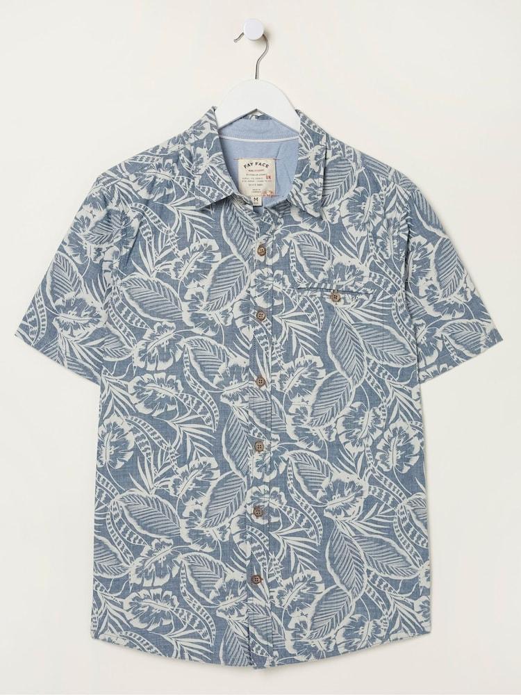 fat face Blue Paddon Palm Print Shirt