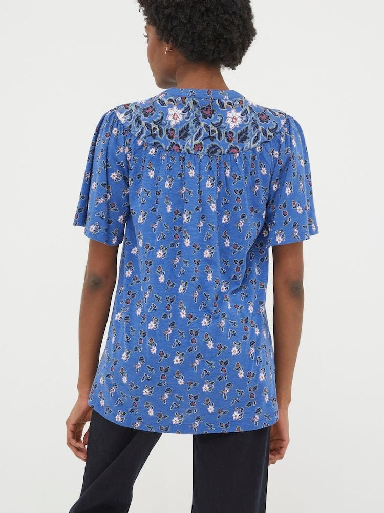 Fat Face Blue Polly Layered Floral Top