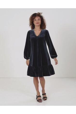 Fat Face Blue Poplar Velvet Swing Dress