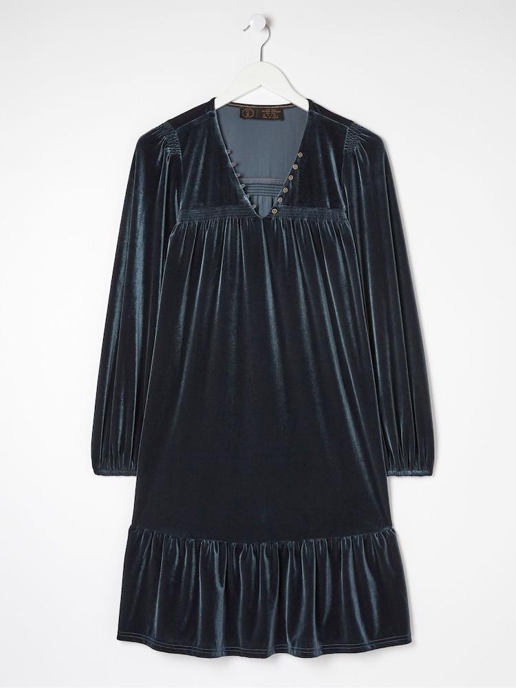 fat face Blue Poplar Velvet Swing Dress