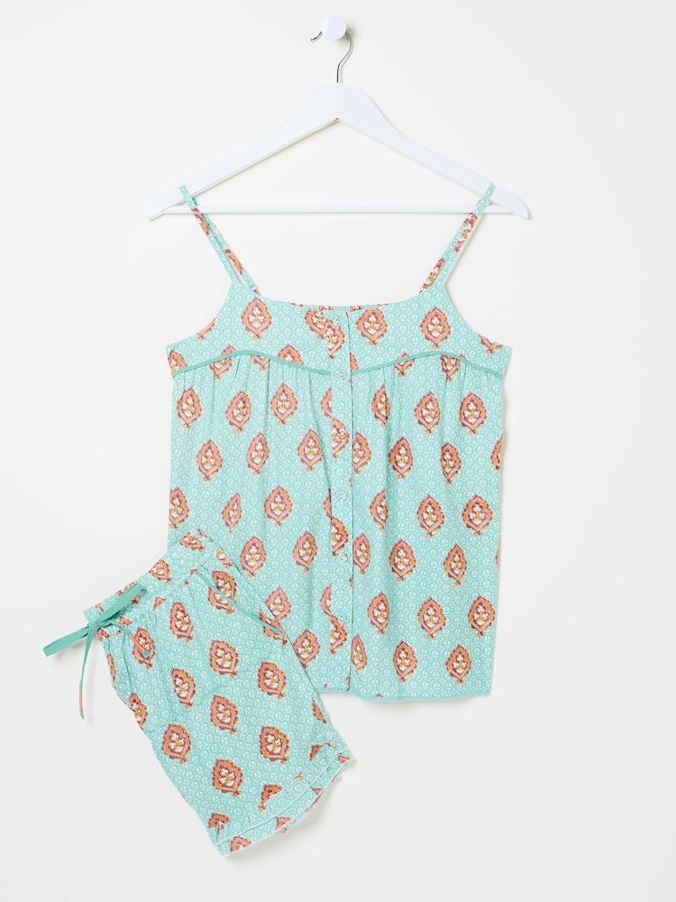 fat face Blue Printed Pyjama Shorts Set