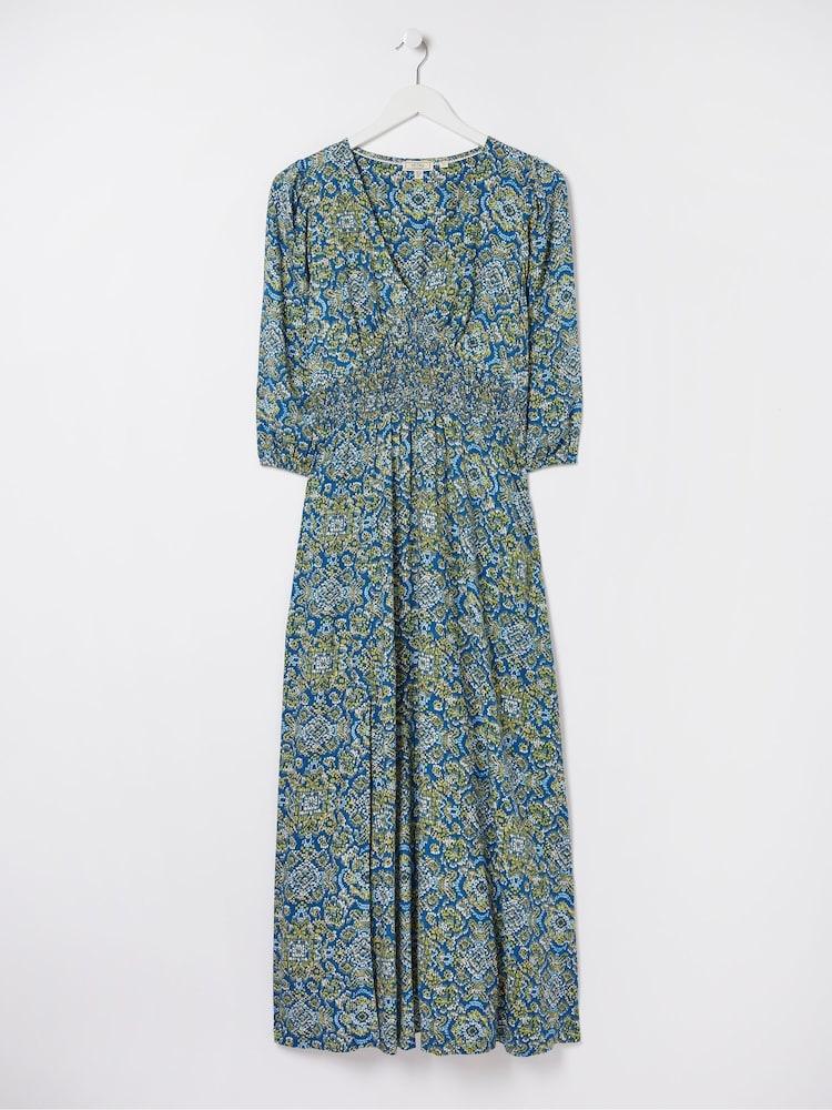 fat face Blue Rene Aztec Texture Midi Dress