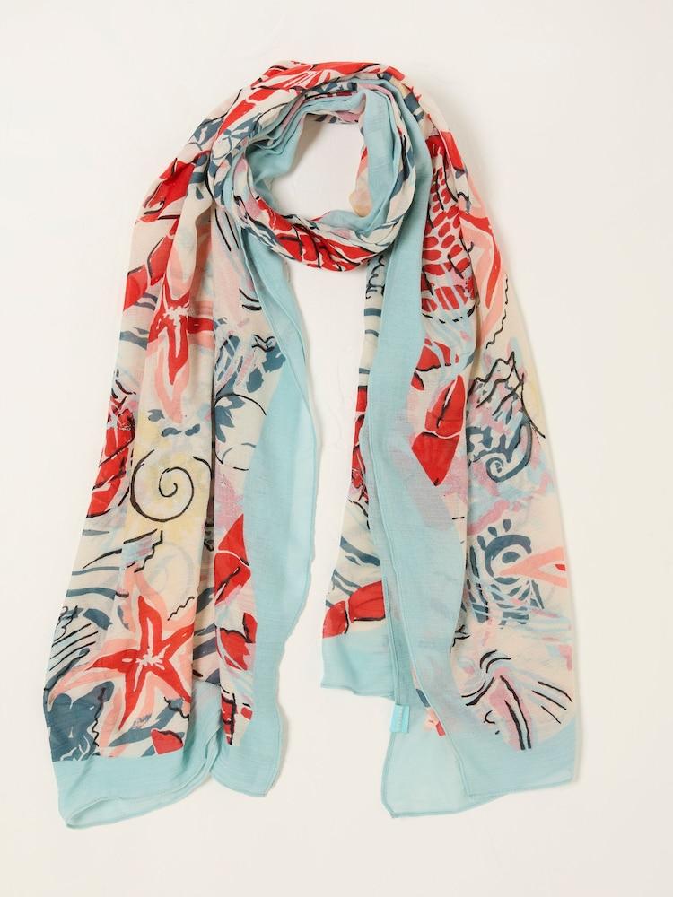 Fat Face Blue Sea Scene Lightweight Scarf