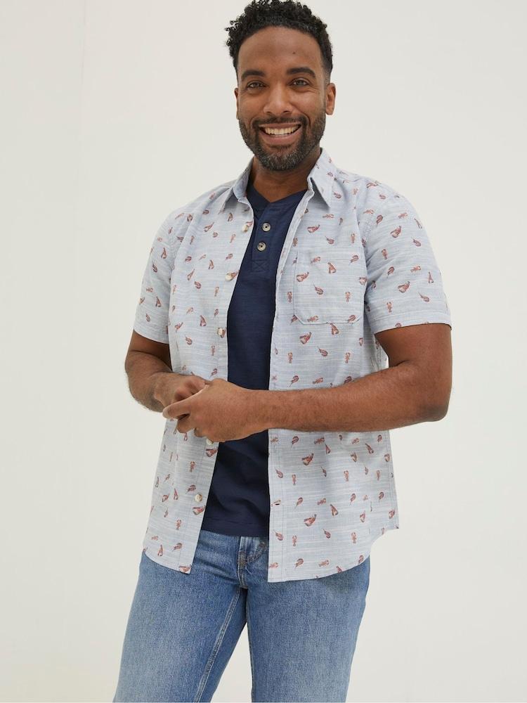 Fat Face Blue Seafood Print Shirt