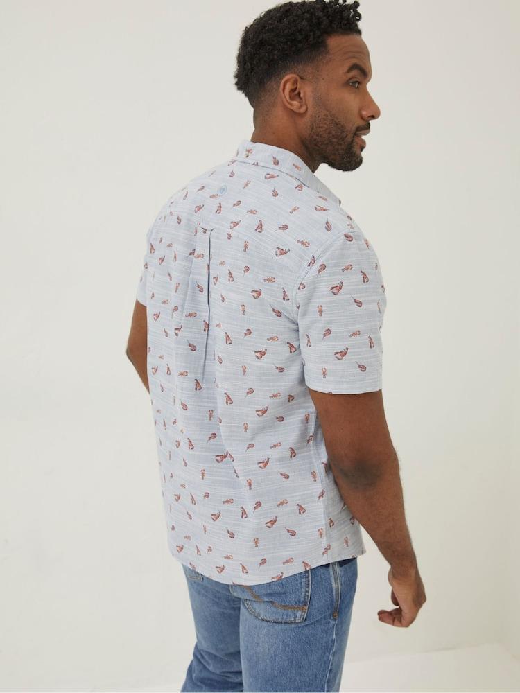 Fat Face Blue Seafood Print Shirt