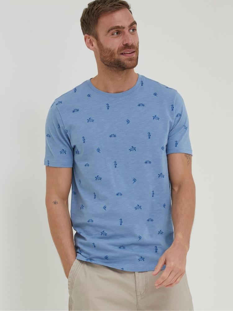 Fat Face Blue Sealife Print T-Shirt