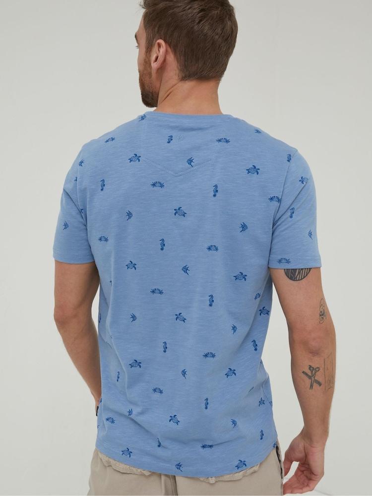 Fat Face Blue Sealife Print T-Shirt