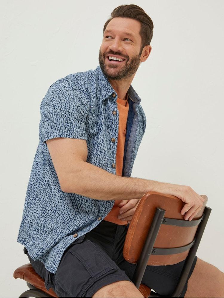 Fat Face Blue Shell Print Shirt