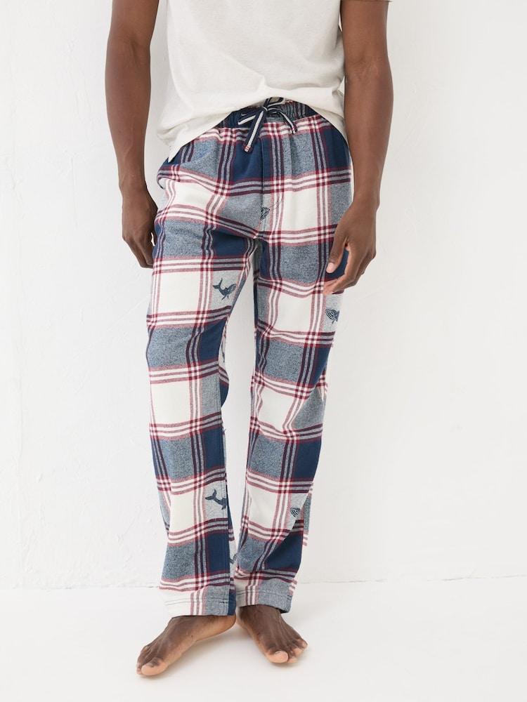 Fat Face Blue Shelter Check Pyjama Bottoms