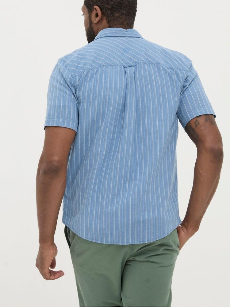 Fat Face Blue Short Sleeve Burford Stripe Shirt