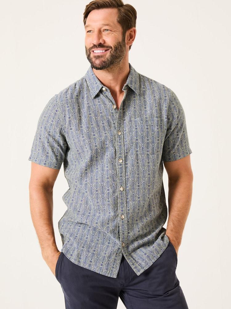 Fat Face Blue Short Sleeve Deco Print Shirt