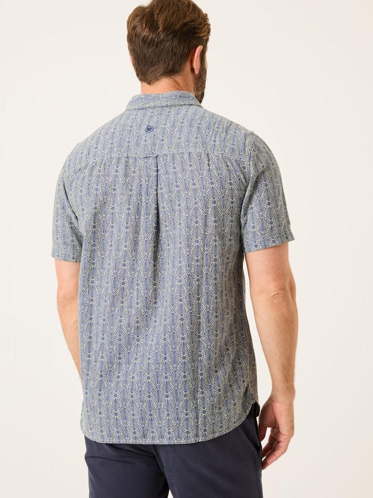 Fat Face Blue Short Sleeve Deco Print Shirt