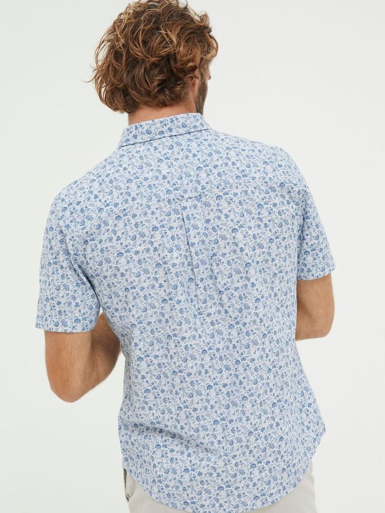Fat Face Blue Short Sleeve Floral Print Shirt