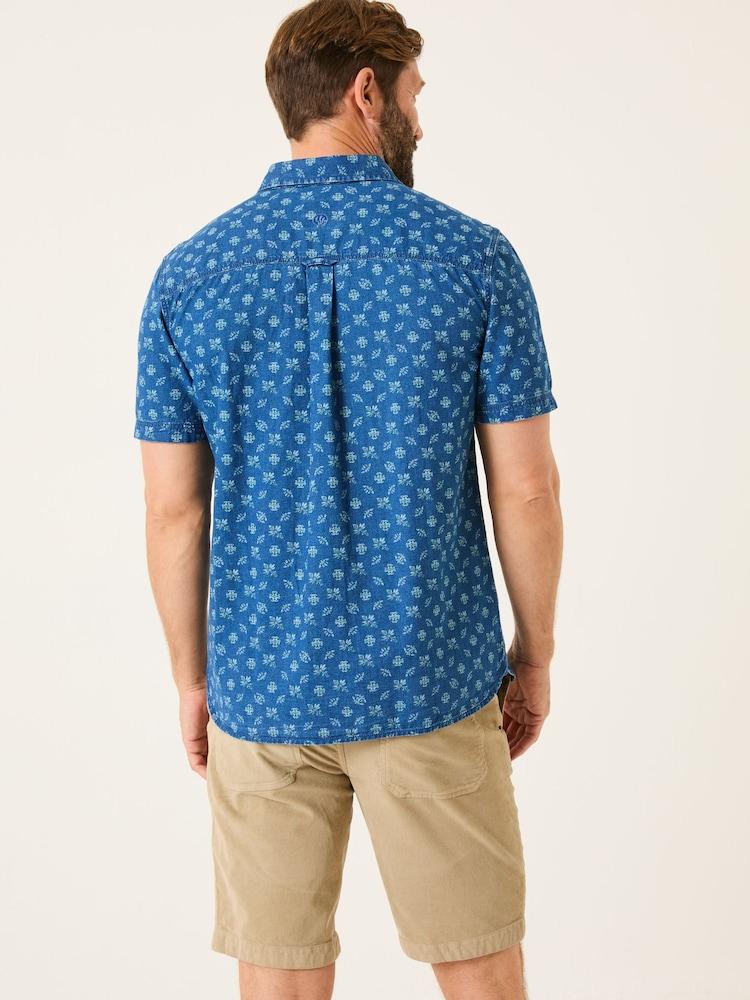 Fat Face Blue Short Sleeve Geometric Print Shirt