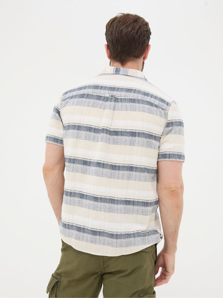 Fat Face Blue Short Sleeve Milo Stripe Shirt