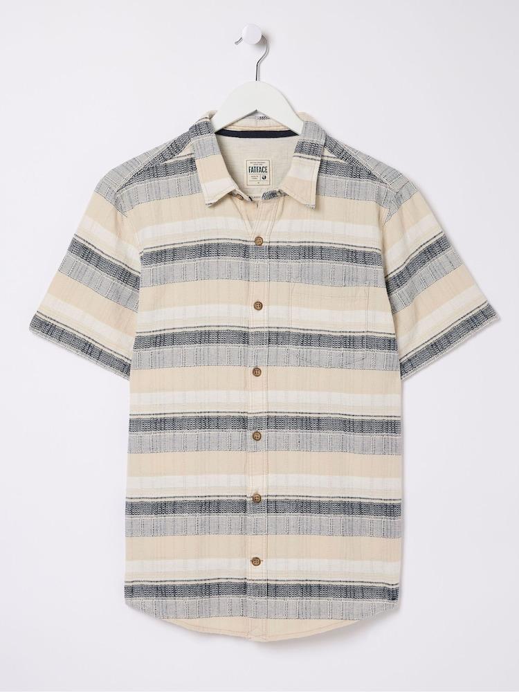 fat face Blue Short Sleeve Milo Stripe Shirt