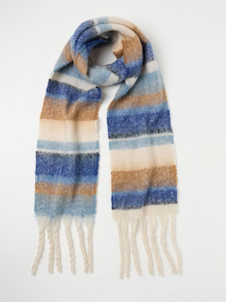 Fat Face Blue Skinny Stripe Scarf