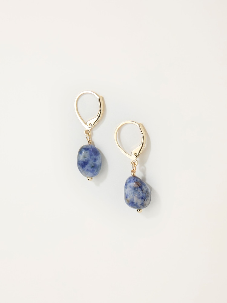 Fat Face Blue Stone Drop Earrings