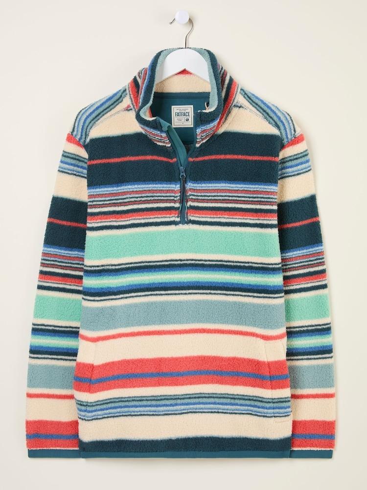 fat face Blue Stripe Fleece Half Zip