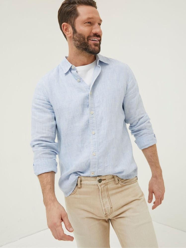 Fat Face Blue Stripe Linen Shirt