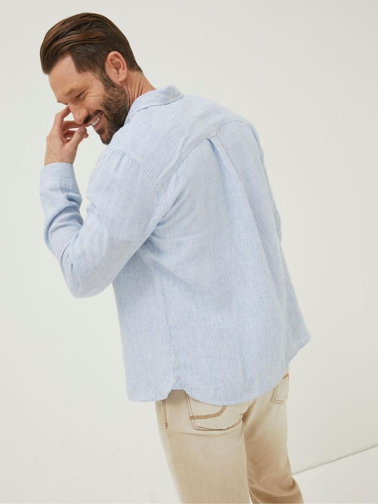 Fat Face Blue Stripe Linen Shirt