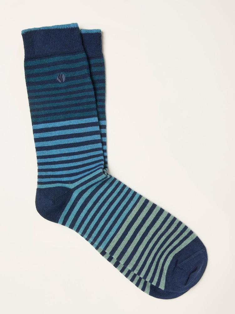 Fat Face Blue Striped Socks