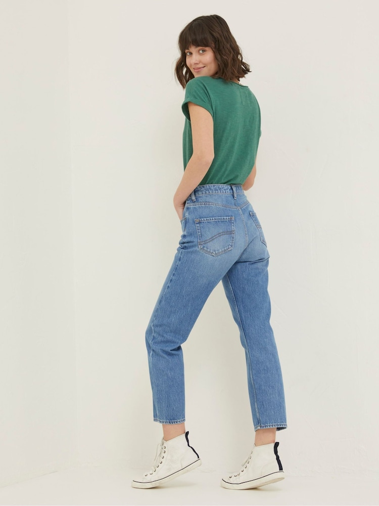 Fat Face Blue Sutton Straight Cropped Jeans