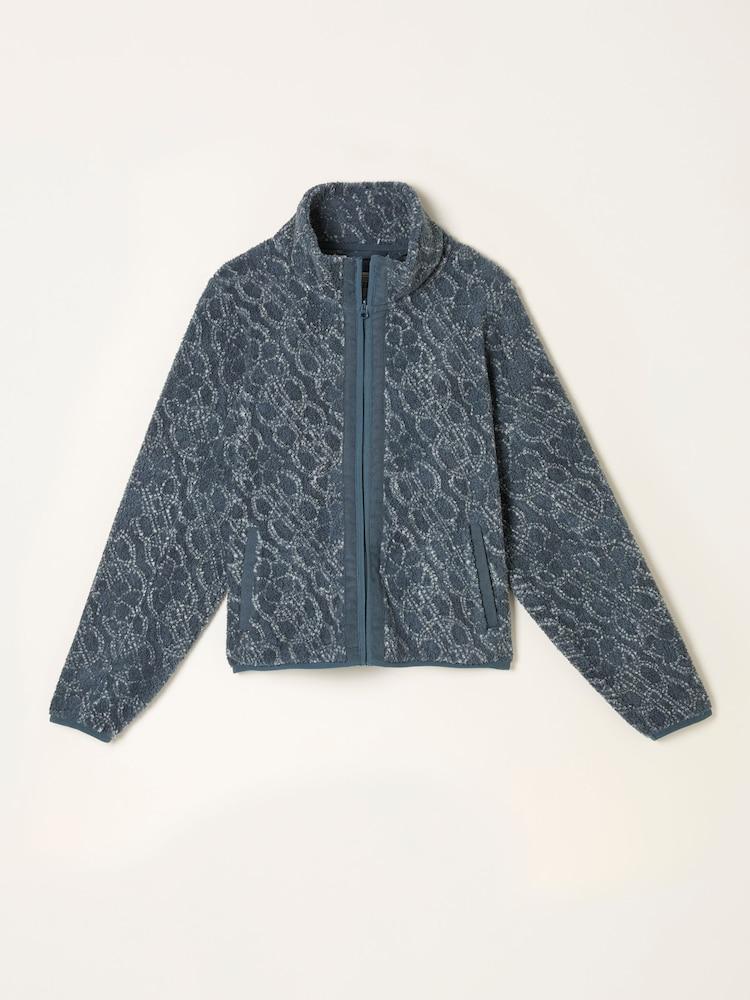 fat face Blue Texture Floral Zip Through Fleece