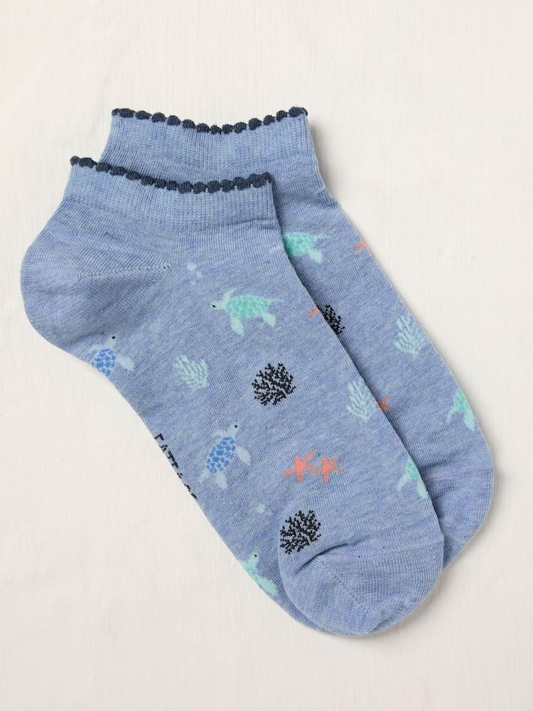 Fat Face Blue Turtle Trainer Socks