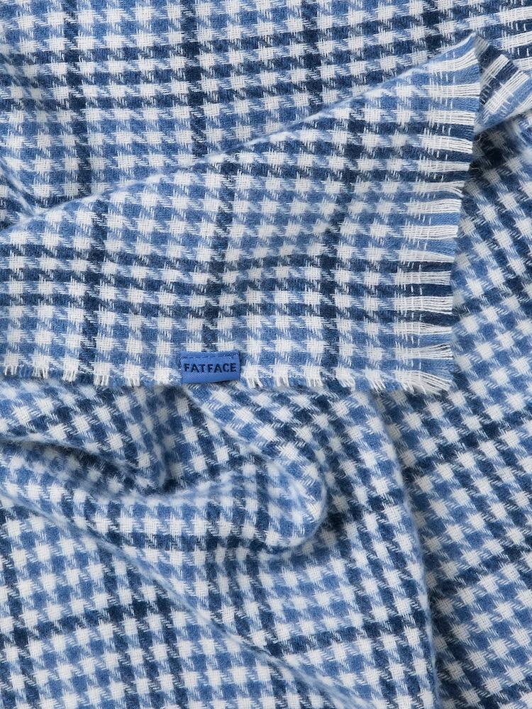 fat face Blue Tweed Scarf