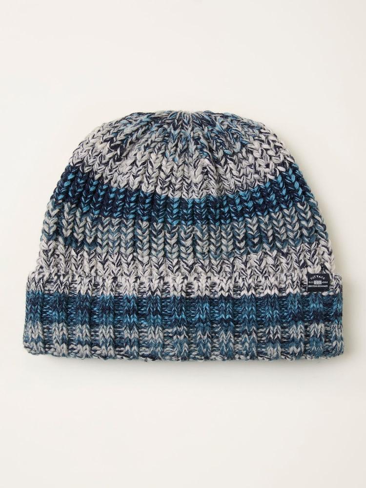 Fat Face Blue Twist Colourblock Beanie