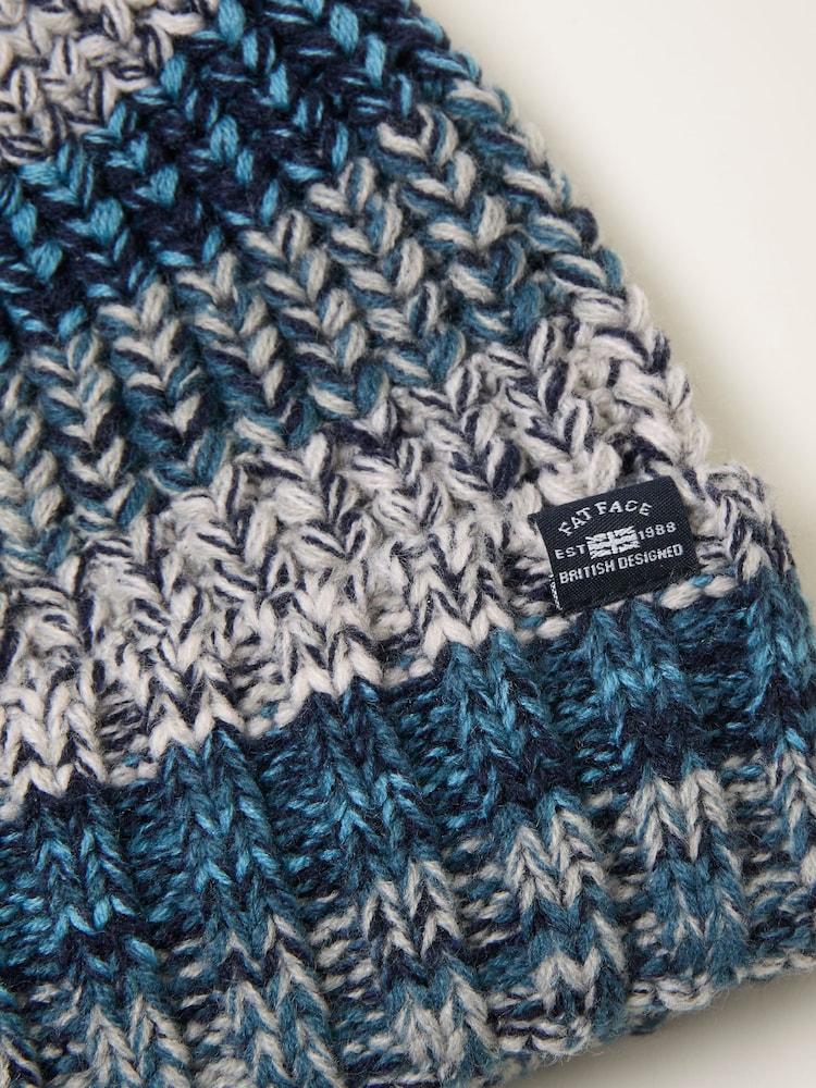 fat face Blue Twist Colourblock Beanie