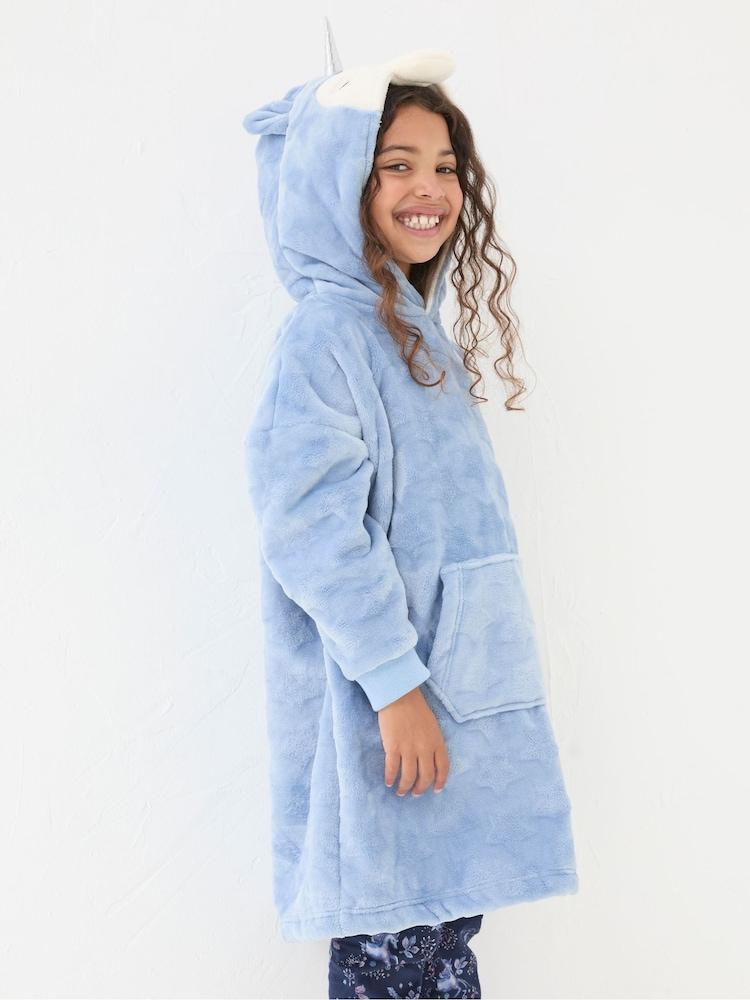 Fat Face Blue Unicorn Oversized Hoodie