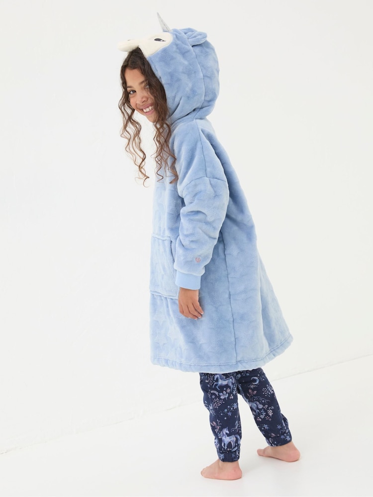 Fat Face Blue Unicorn Oversized Hoodie