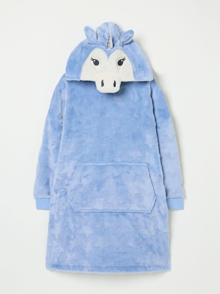 fat face Blue Unicorn Oversized Hoodie