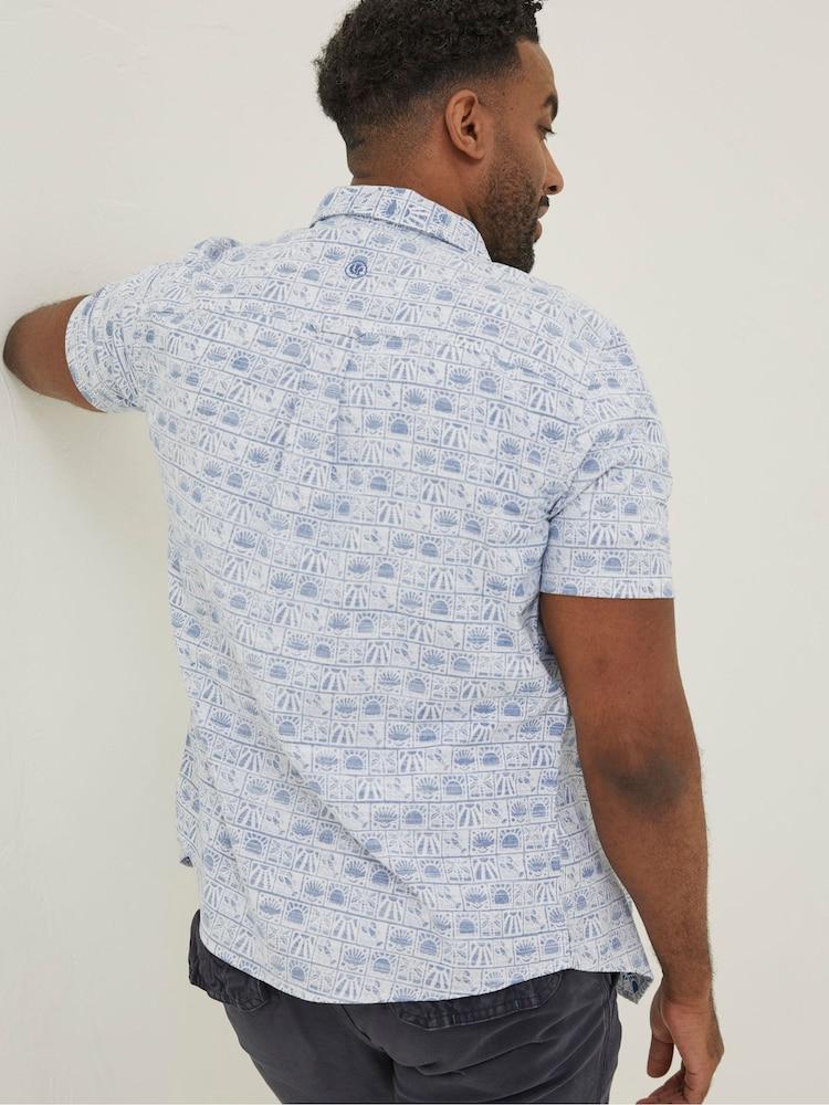 Fat Face Blue Vintage Tile Print Shirt