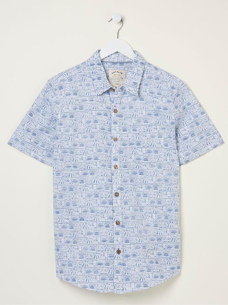 fat face Blue Vintage Tile Print Shirt