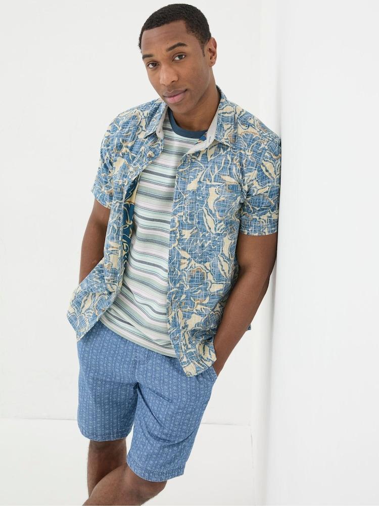 Fat Face Blue Vintage Tropical Print Shirt
