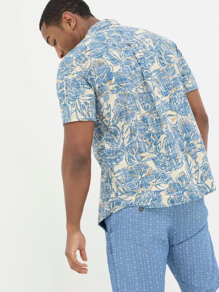 Fat Face Blue Vintage Tropical Print Shirt