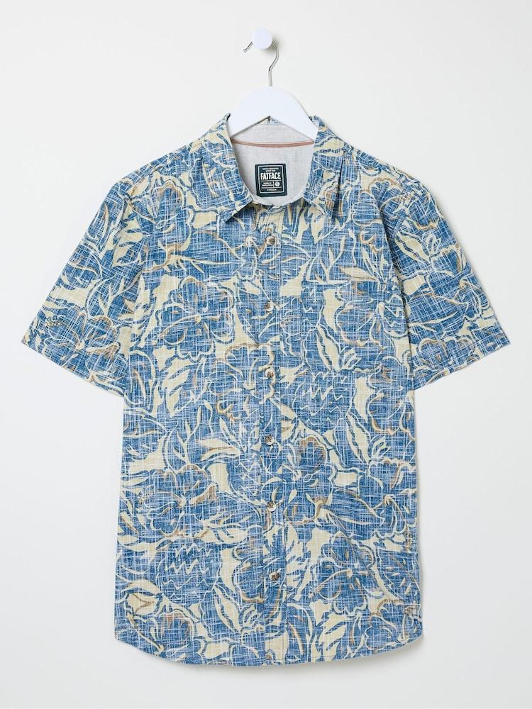 fat face Blue Vintage Tropical Print Shirt