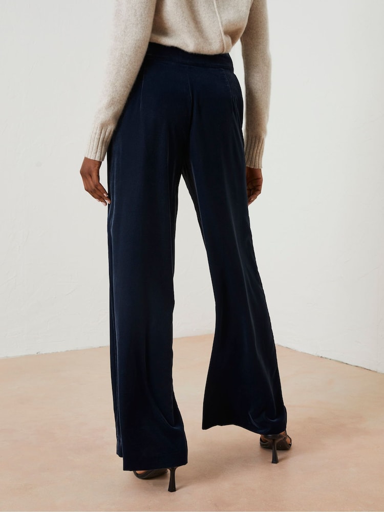 Fat Face Blue Wide Leg Velvet Trousers