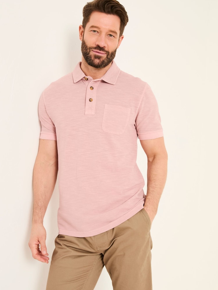 Fat Face Blush Pink Short Sleeve Slub Pique Polo