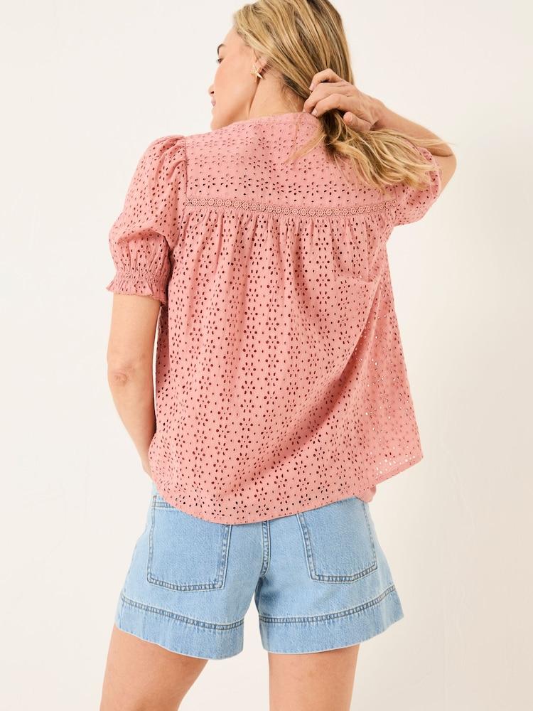 Fat Face Bonnie Rose Pink Broderie Blouse