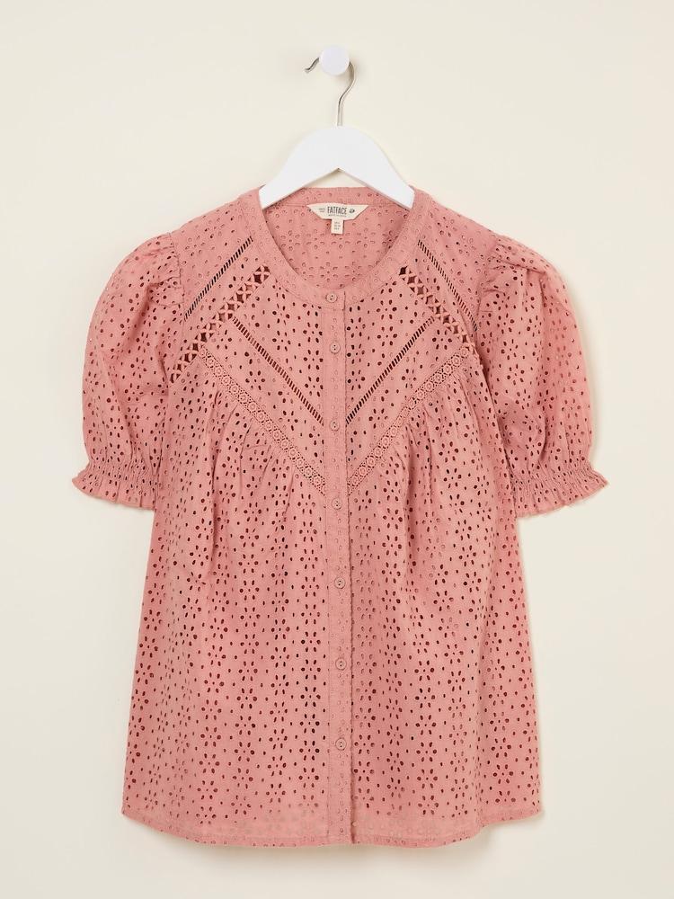 fat face Bonnie Rose Pink Broderie Blouse