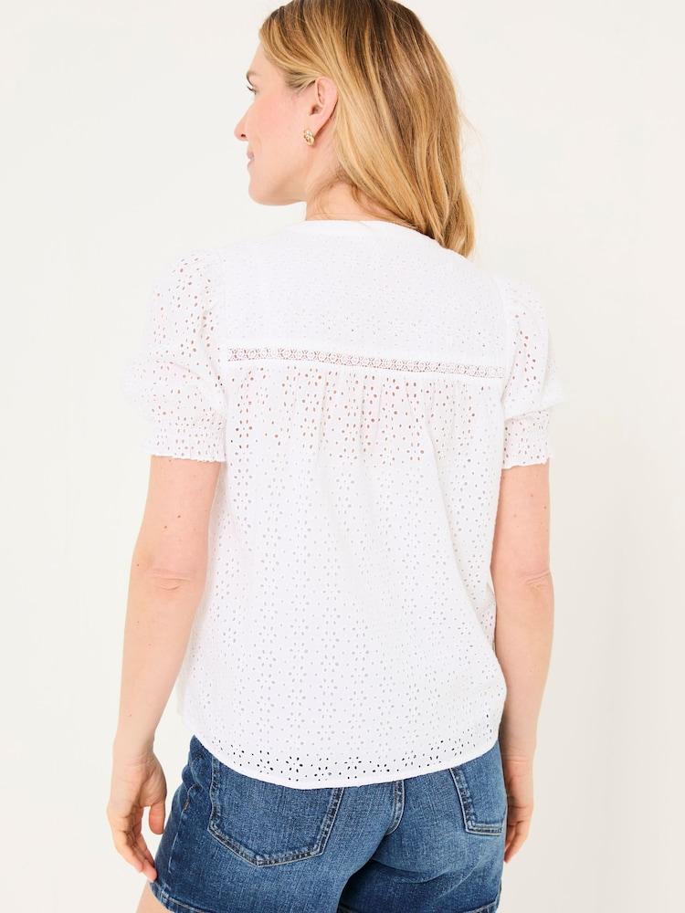 Fat Face Bonnie White Broderie Blouse