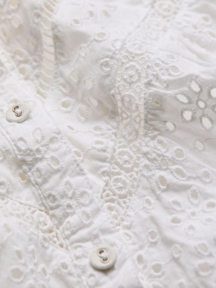 fat face Bonnie White Broderie Blouse