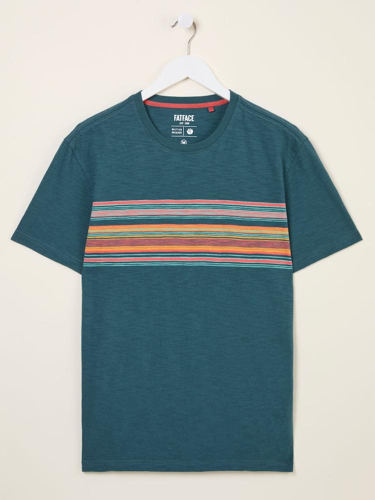 fat face Borden Petrol Chest Stripe T-Shirt