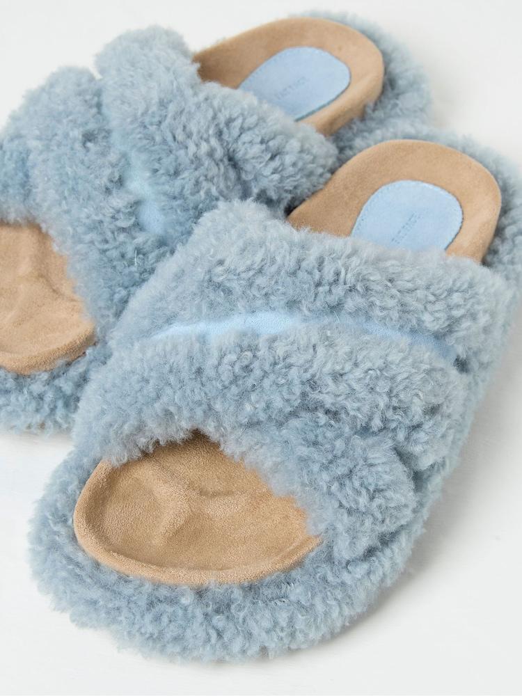 fat face Borg Blue Crossover Slippers