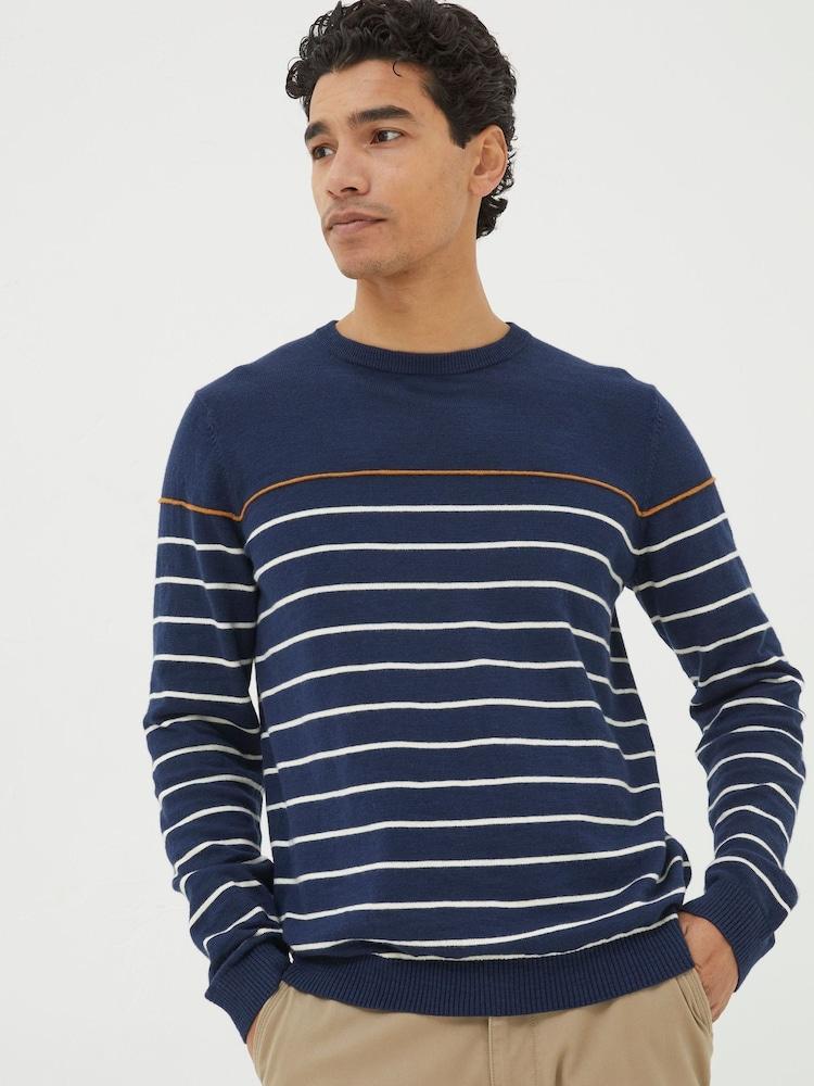 Fat Face Braunton Blue Stripe Crew Jumper