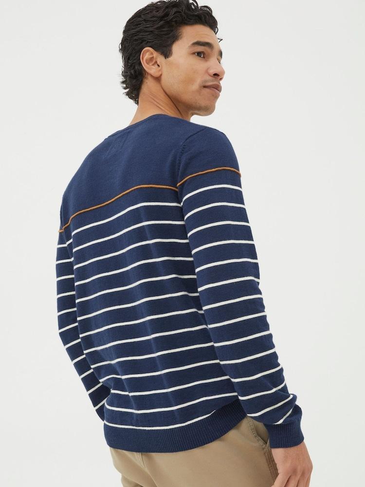 Fat Face Braunton Blue Stripe Crew Jumper